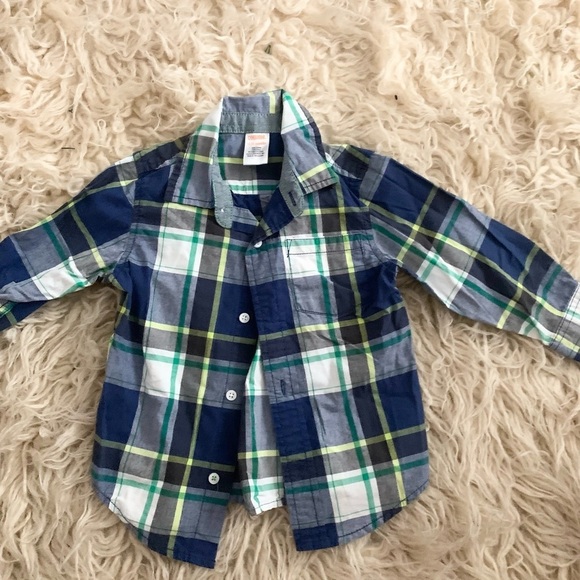 Gymboree | Long Sleeve Button Up Shirt 18-24 Month aPlaid Blue Green - Picture 8 of 9